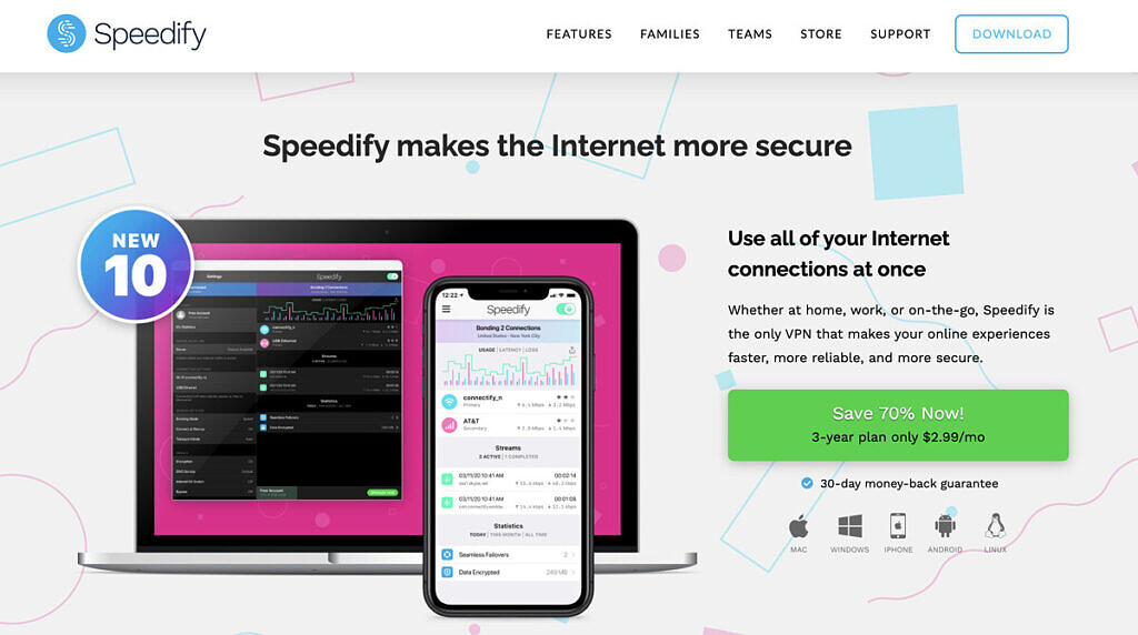  صفحه اصلی Speedify. 