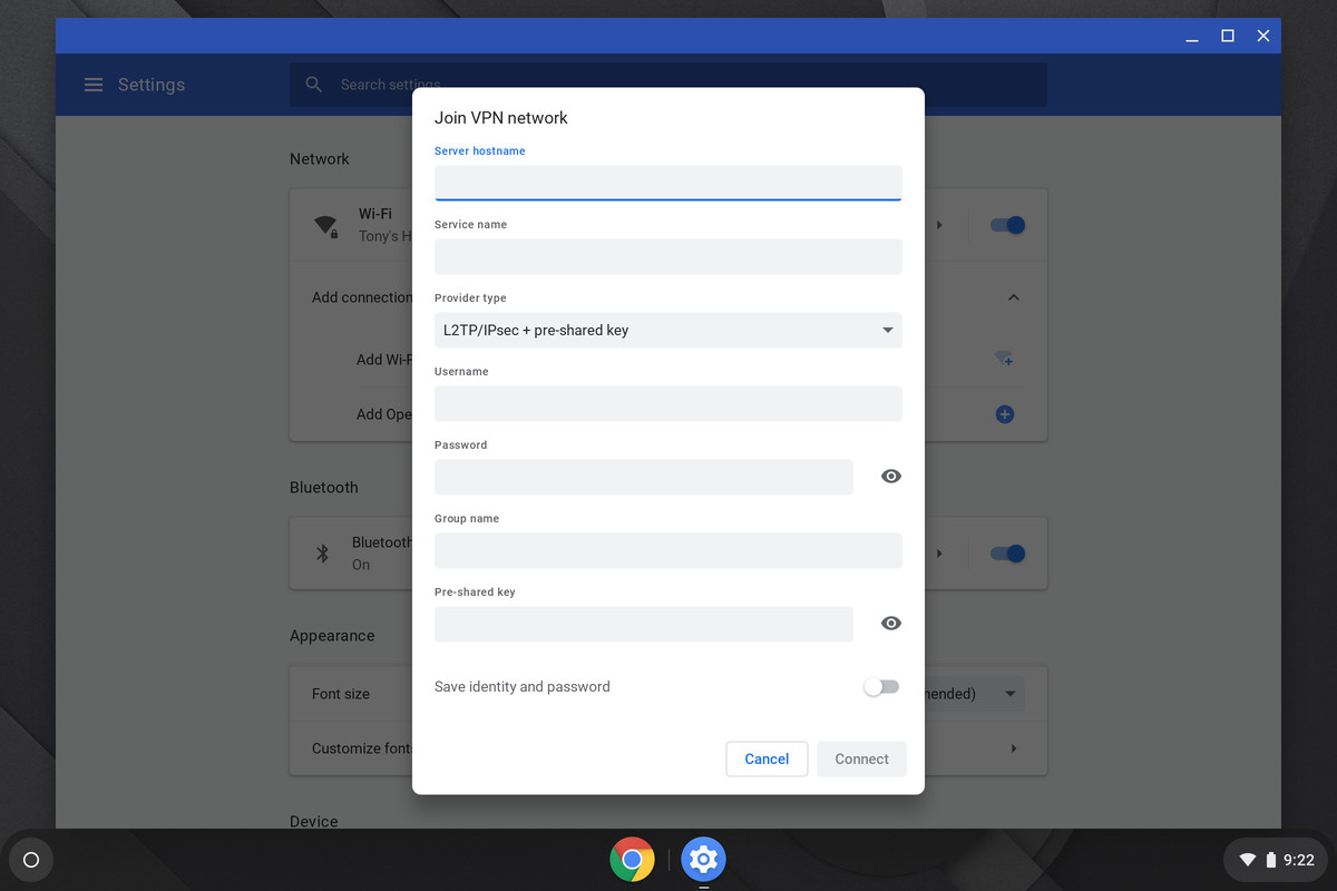 سیستم عامل Chrome از L2TP / IPsec پشتیبانی می‌کند.