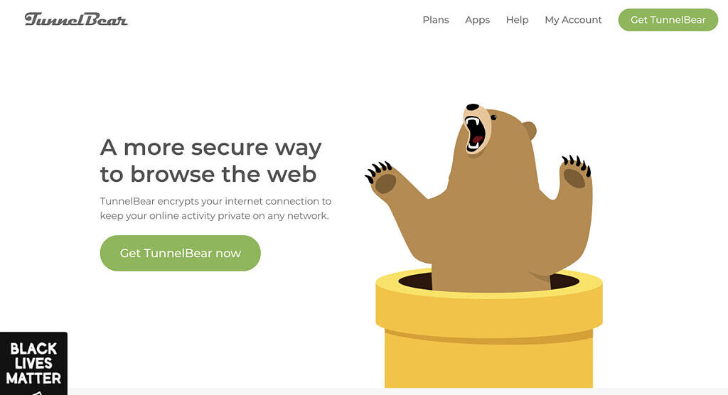  صفحه اصلی TunnelBear. 