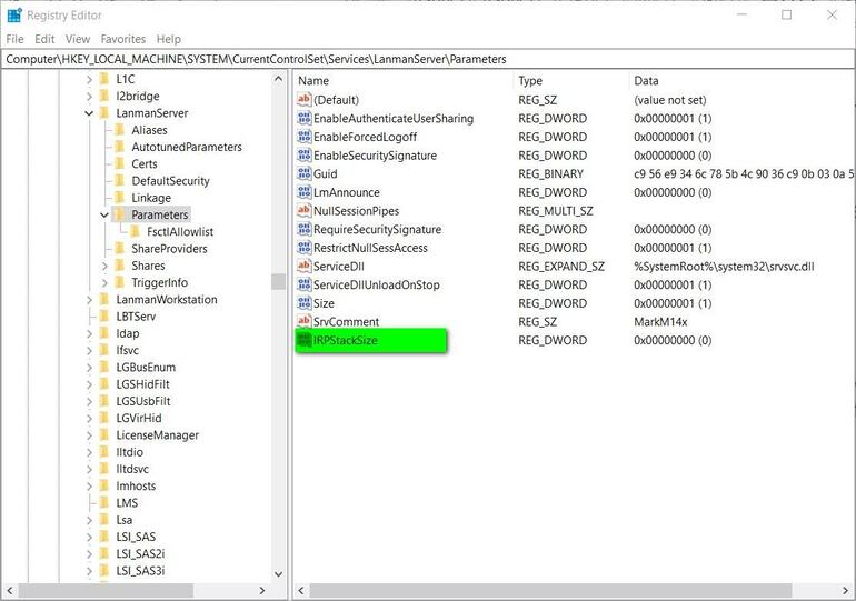  b-network-speed-irpstacksize.jpg ypg [1965] و برای سهولت زندگی خود ، پایه ارزش را به Decimal تغییر دهید. سپس، همانطور که در شکل C نشان داده شده است، مقدار Data را به 32 تغییر دهید. شکل C <span class=