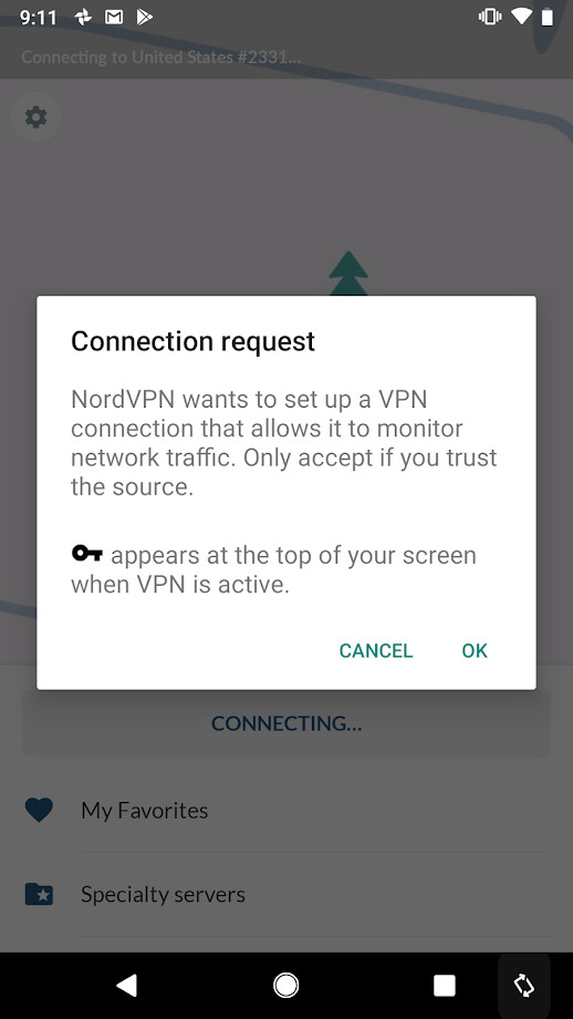 فقط «OK» را بزنید و یک VPN دارید.
