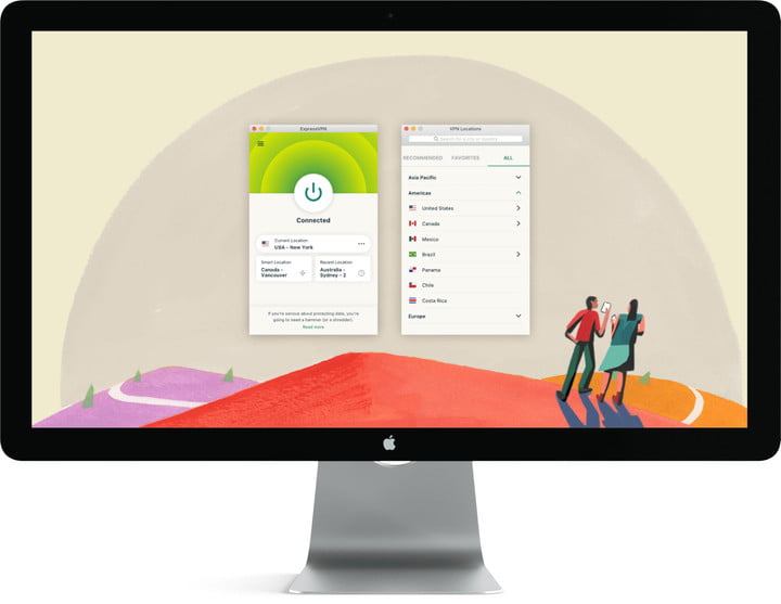 رندر ExpressVPN در iMac در برابر پسزمینه سفید باز میشود.