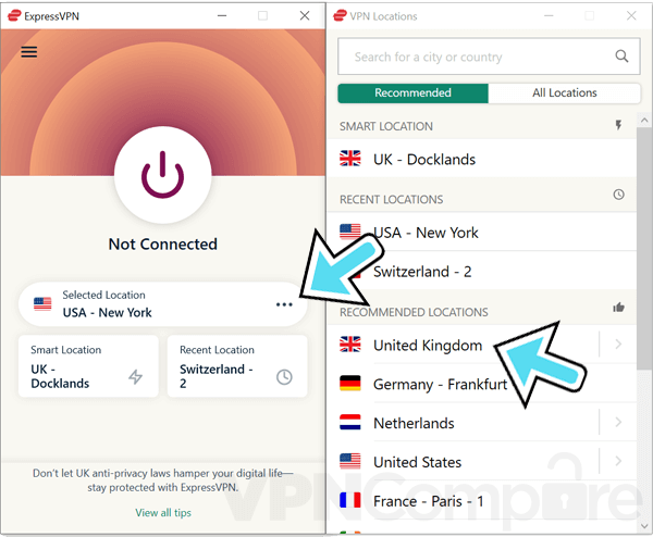 اتصال به ExpressVPN the UK" width="600" height="494" srcset="https://geziri.ir/wp-content/uploads/2021/11/_13_بهترین-vpn-برای-whatsapp-2021-7-برتر-برای-چت-امن.png 600w، https:/ /www.vpncompare.co.uk/wp-content/uploads/2019/08/expressvpn-uk-2021-300x247.png 300w" sizes="(max-width: 600px) 100vw, 600px9V024Use[19]Use دسترسی سریع WhatsApp امن در هر کجا.
مرحله 4
بعد از 10 ثانیه یا بیشتر، اتصال شما باید برقرار شود.
واتس اپ را باز کنید و اکنون می توانید از سرویس واتس اپ با اتصال ایمن یکی از بهترین VPN ها برای رفع انسداد نه تنها واتس اپ، بلکه تقریباً هر چیزی استفاده کنید.
<span class=