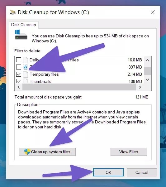 Clear cache files