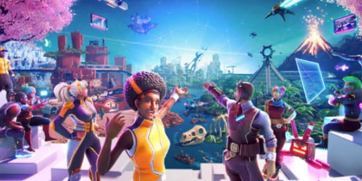 چشم اندازی از متاوره با چندین شخصیت که به دنیایی آینده نگر اشاره می کنند.