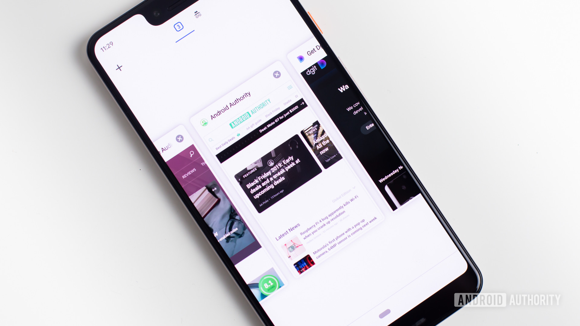 تغییر برگه افقی Android Chrome