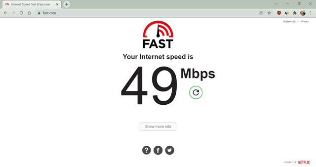 سرعت اینترنت در fast.com برای تماشای نتفلیکس در 4k