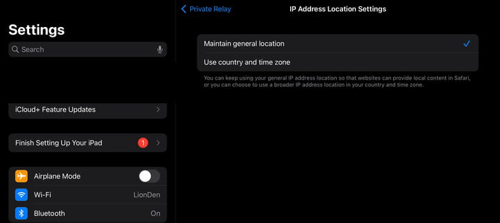 گزینه منطقه ای رله خصوصی ترجیحی خود را انتخاب کنید.